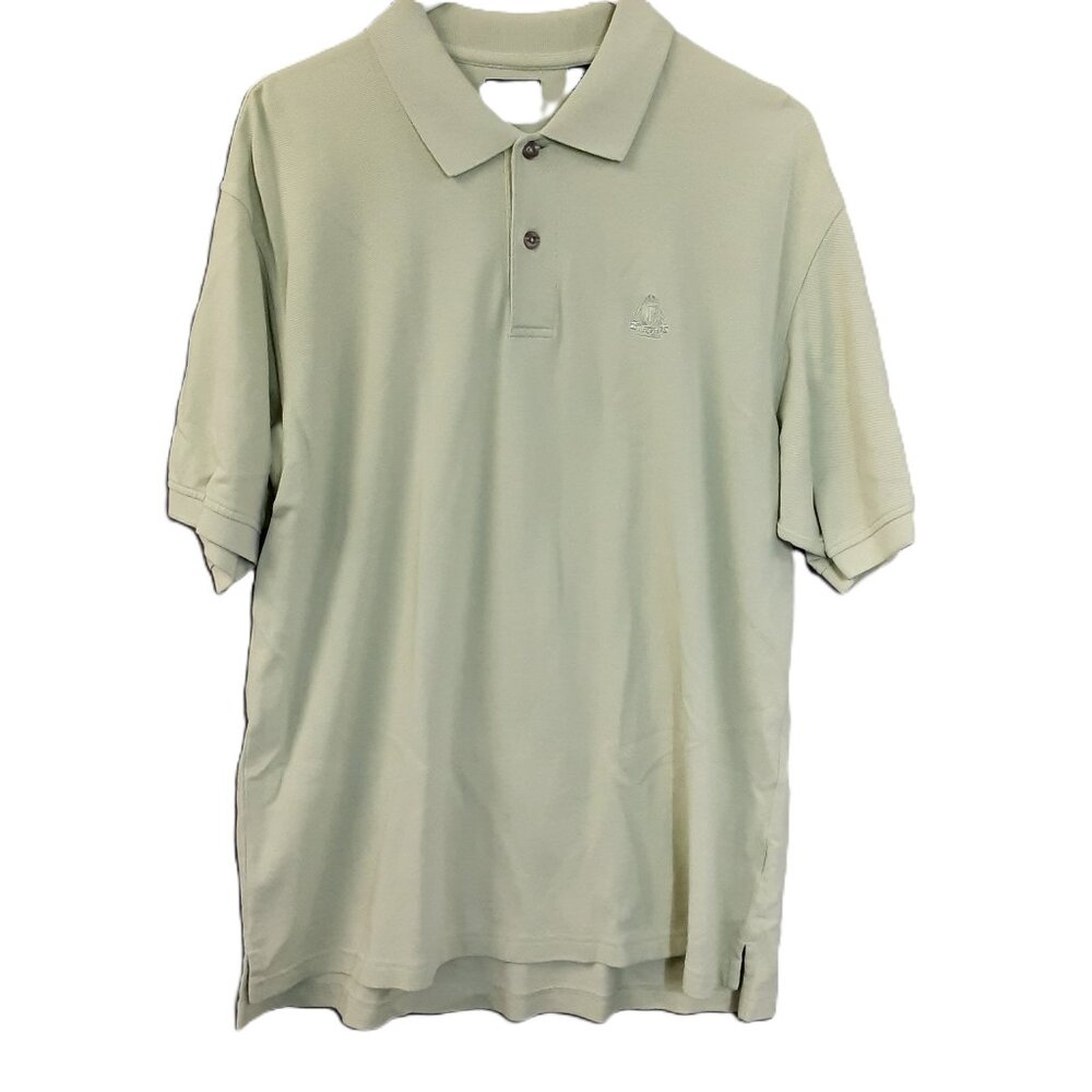 Izod Men's Shirt Size LARGE, Collar, Light Green, Pullover, Short Sleeve, Logo